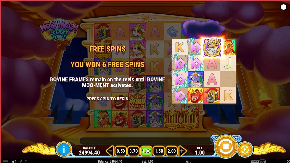 Karakter dewa sapi dalam slot Holy Moo! Extreme Power